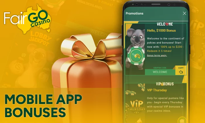 FairGo bonuses in mobile app for Australians