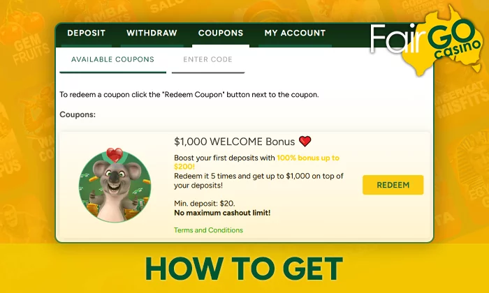 Instructions on how to get a Free Spins at FairGo casino