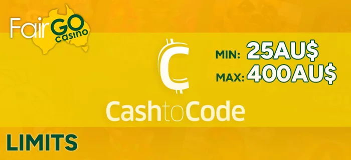 CashtoCode limits at FairGo Casino for Australians