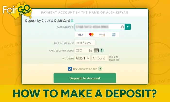 How to make a deposit via Mastercard at FairGo Casino