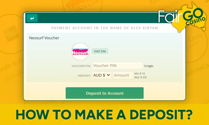 How to make a deposit via Neosur at FairGo Casino