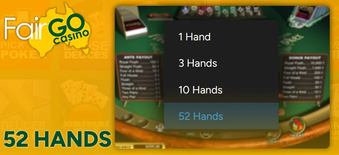 52 hands poker at FairGo Casino