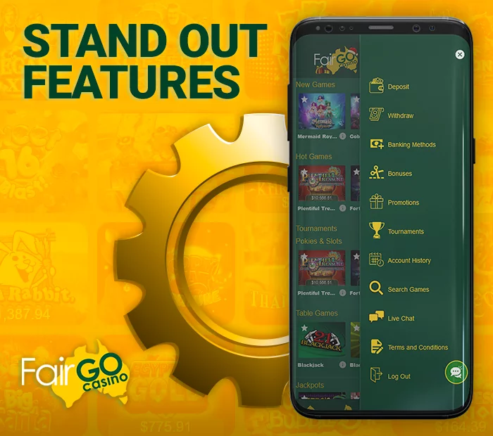 Features of the Fair Go Casino mobile app - what to look out